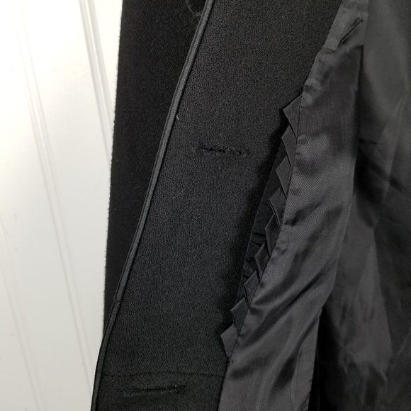 Blazer Linen Wool Cashmere Black Paisley Button Lined Military Jacket Mobwife - Picture 9 of 10